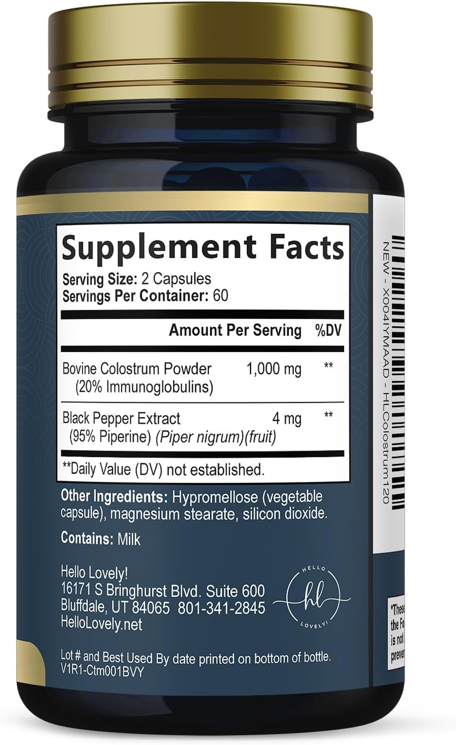 Hello Lovely! Colostrum Supplement – 1000mg, 20% Immunoglobulins, 120 Capsules - görsel 9