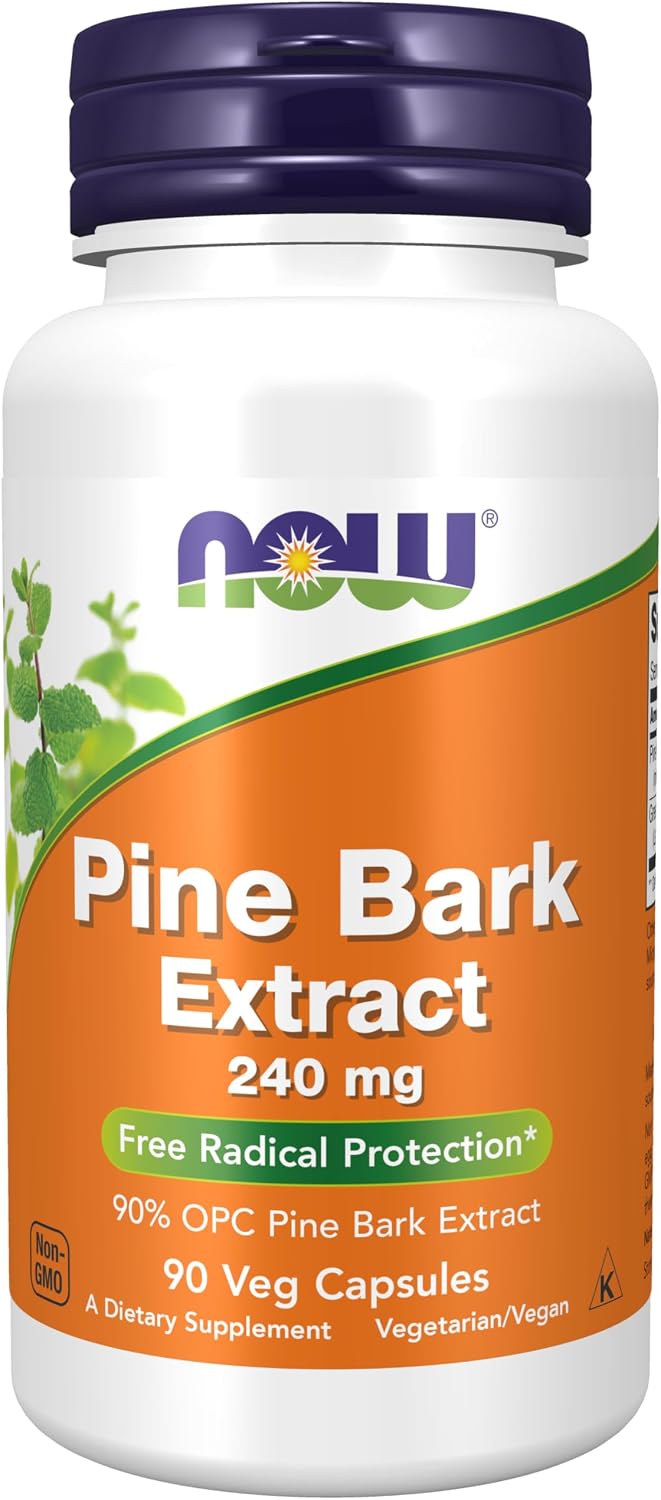 NOW Foods Pine Bark Extract, 240 mg, 90% OPC, 90 Veg Capsules - görsel 1