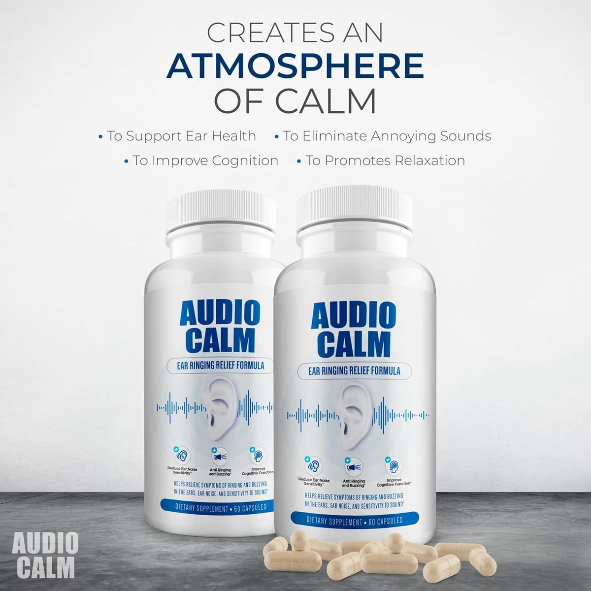 Audio Calm - Tinnitus Relief for Ringing Ears - Ear Health Vitamins - 60 Capsules - görsel 4