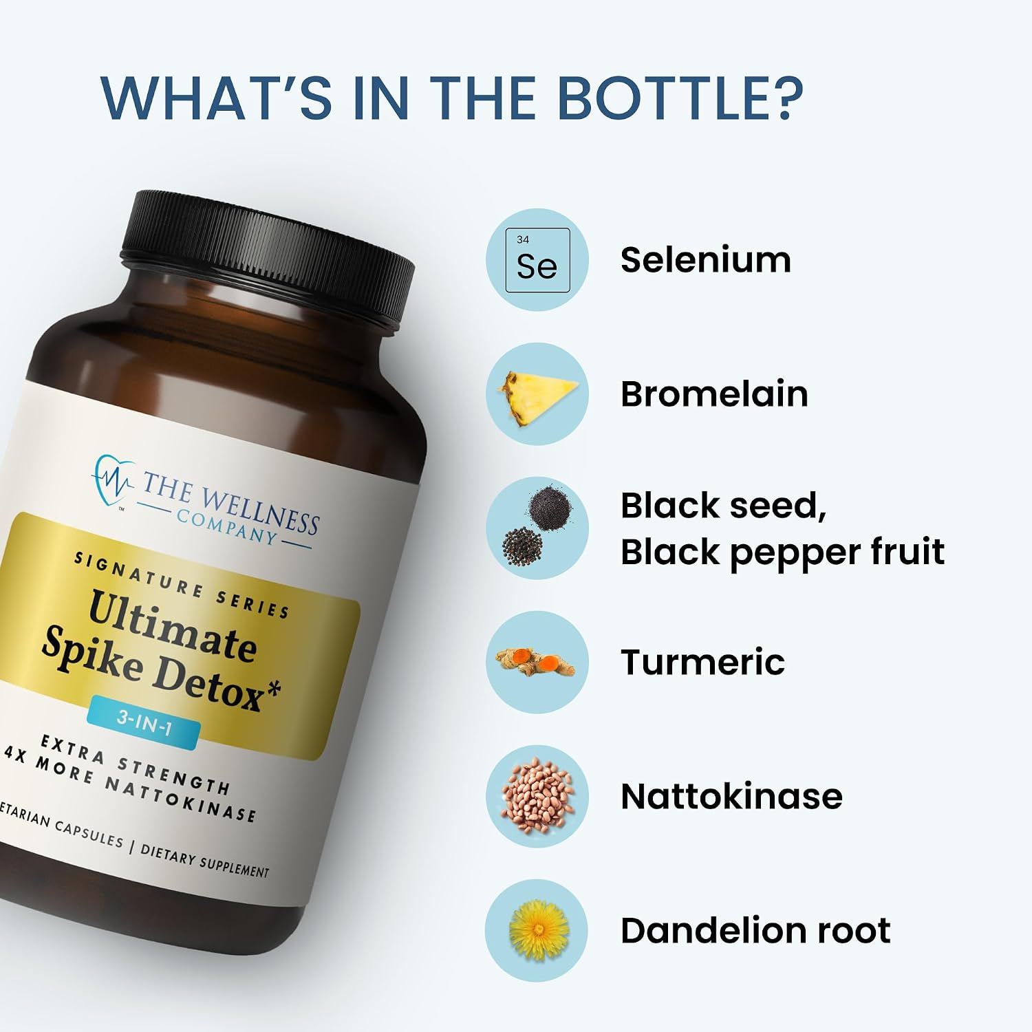 The Wellness Company Ultimate Spike Detox – Dr. McCullough Designed - 3-in-1 Nattokinase, Turmeric & Bromelain Extra Strength (120 Capsules, 30-Day Supply) - görsel 4