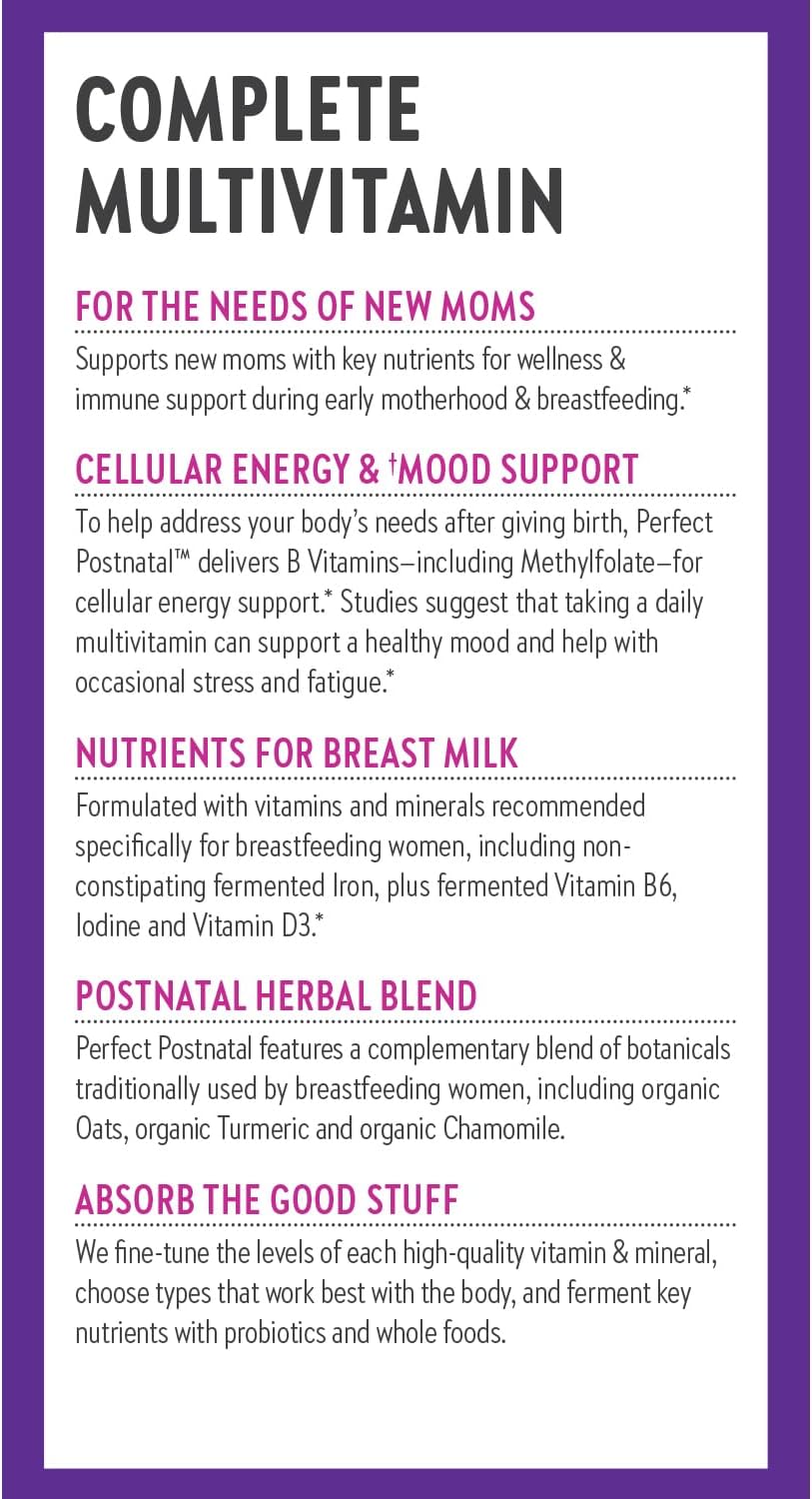 New Chapter Postnatal Vitamins Breastfeeding Supplement – Complete Multivitamin with Fermented Vitamin D3 & B Vitamins, Organic Vegetables & Herbs, Non-GMO, 192 Count - görsel 8