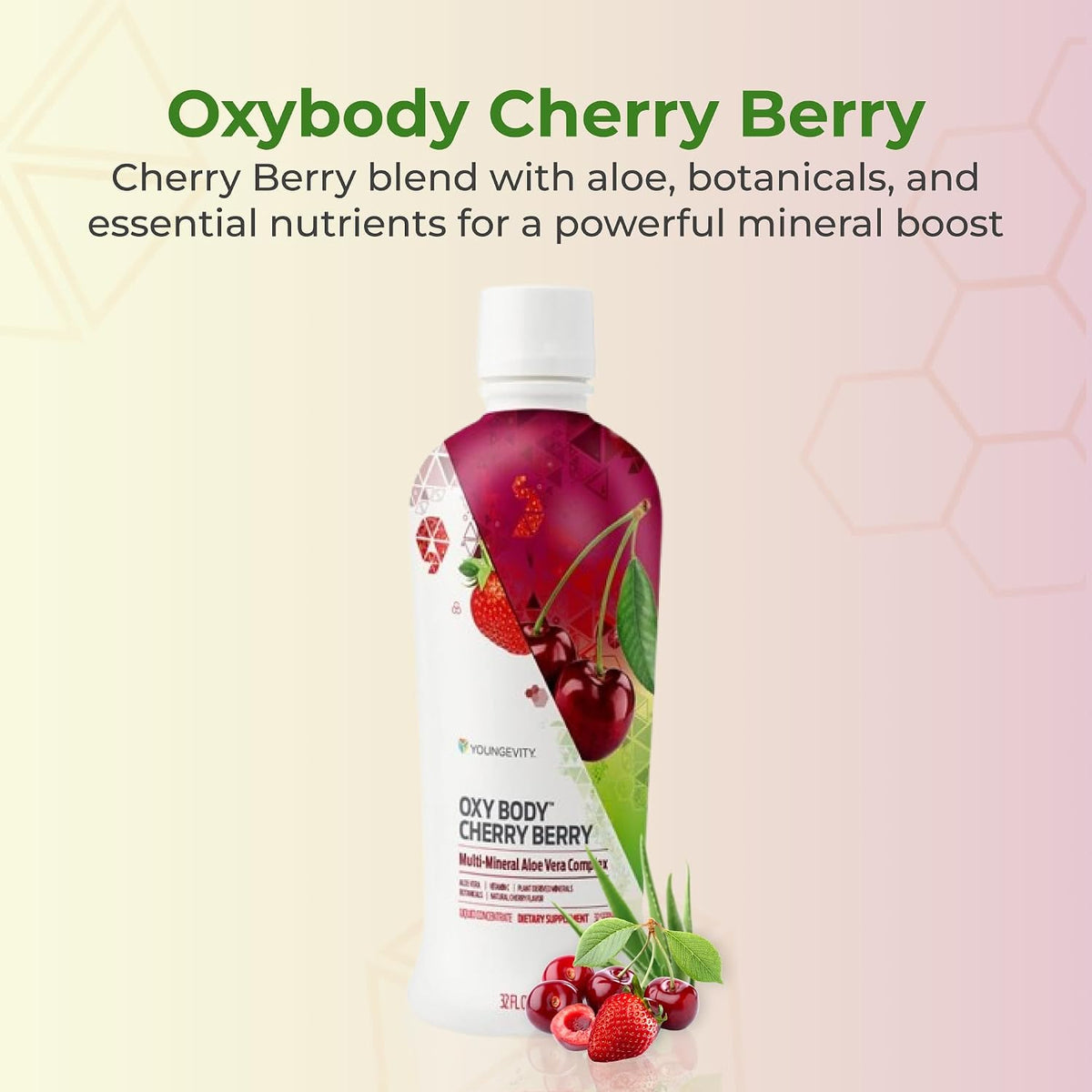 Youngevity Oxybody Cherry Berry Vitamins Minerals & Botanicals – Aloe Vera Liquid Supplement, 946 ml (Pack of 4) - görsel 2