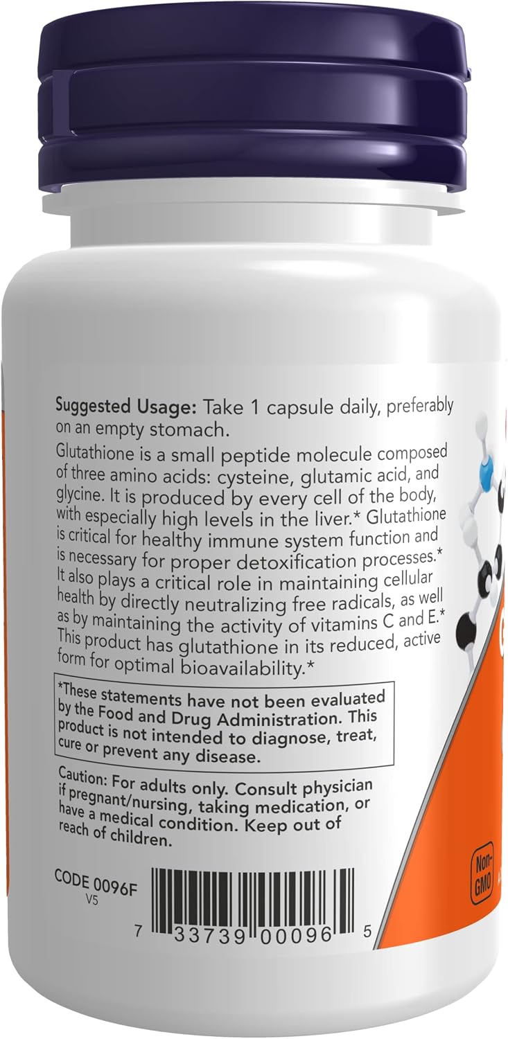NOW Foods Glutathione 250mg, 60 Capsules (2-Pack) - görsel 3