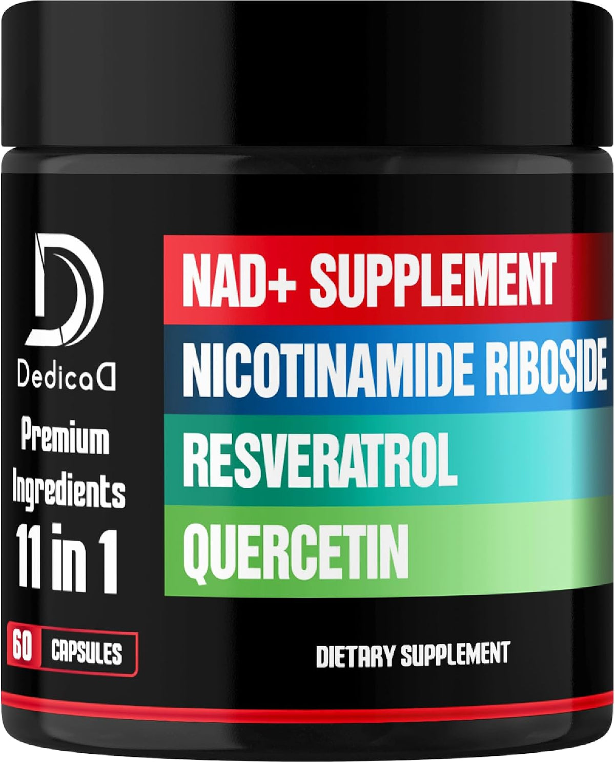 DEDICAD 11in1 NAD+ Supplement with Nicotinamide Riboside, Quercetin, Resveratrol and 8 More - 2 Month Supply - görsel 1