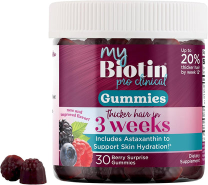 Purity Products MyBiotin ProClinical Gummies - MB40X Biotin Matrix with Astaxanthin for Thicker Hair & Smoother Skin, 30 Berry Gummy Chews