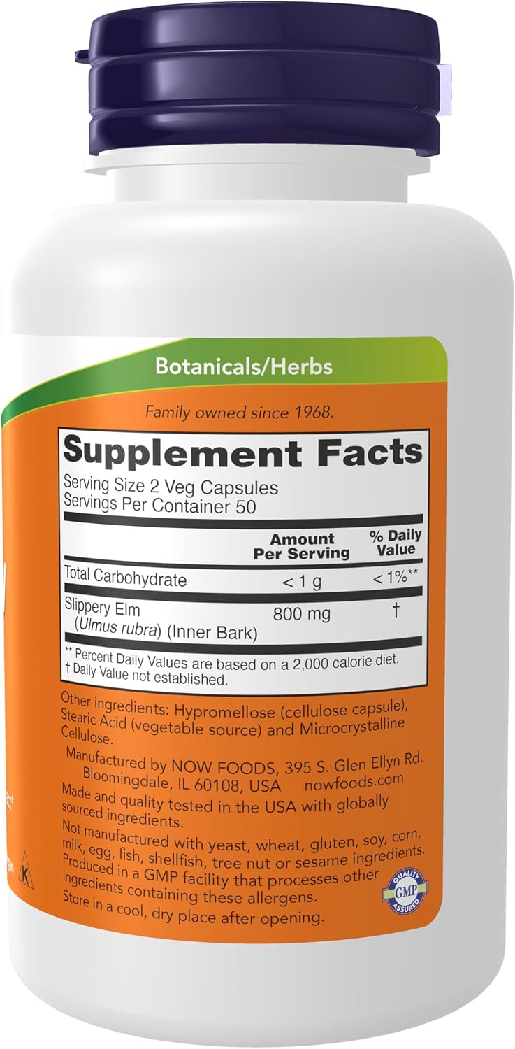 Now Foods Slippery Elm, 100 Capsules 400 mg - görsel 2