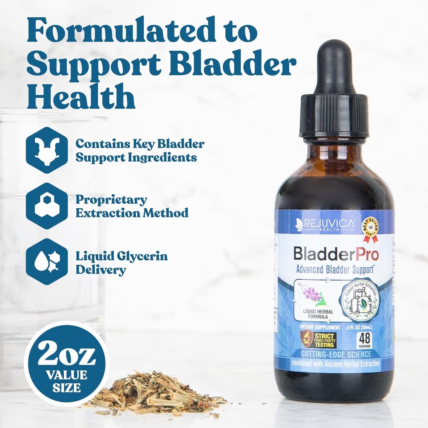 Rejuvica Health BladderPro – Bladder Support Supplement – Liquid Formula – Pumpkin Seed, Uva Ursi, Goldenrod & More - görsel 1