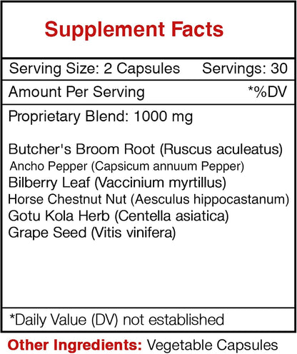 Secrets of the Tribe Varicose Vein Support Herbal Food Supplement (60 Capsules)