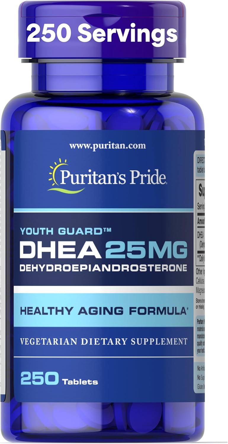 Puritan's Pride Youth Guard™ DHEA for Women and Men 25mg, Food Supplement, 250 Tablets - görsel 1
