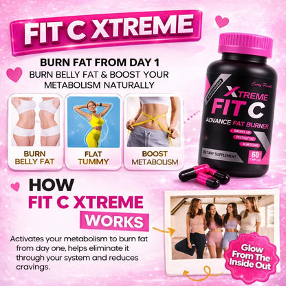 Fit C Xtreme Metabolism support – Herbal Supplement with Green Tea, Camu Camu & Ginger – Digestive & Energy Support – 550mg, 60 Capsules
