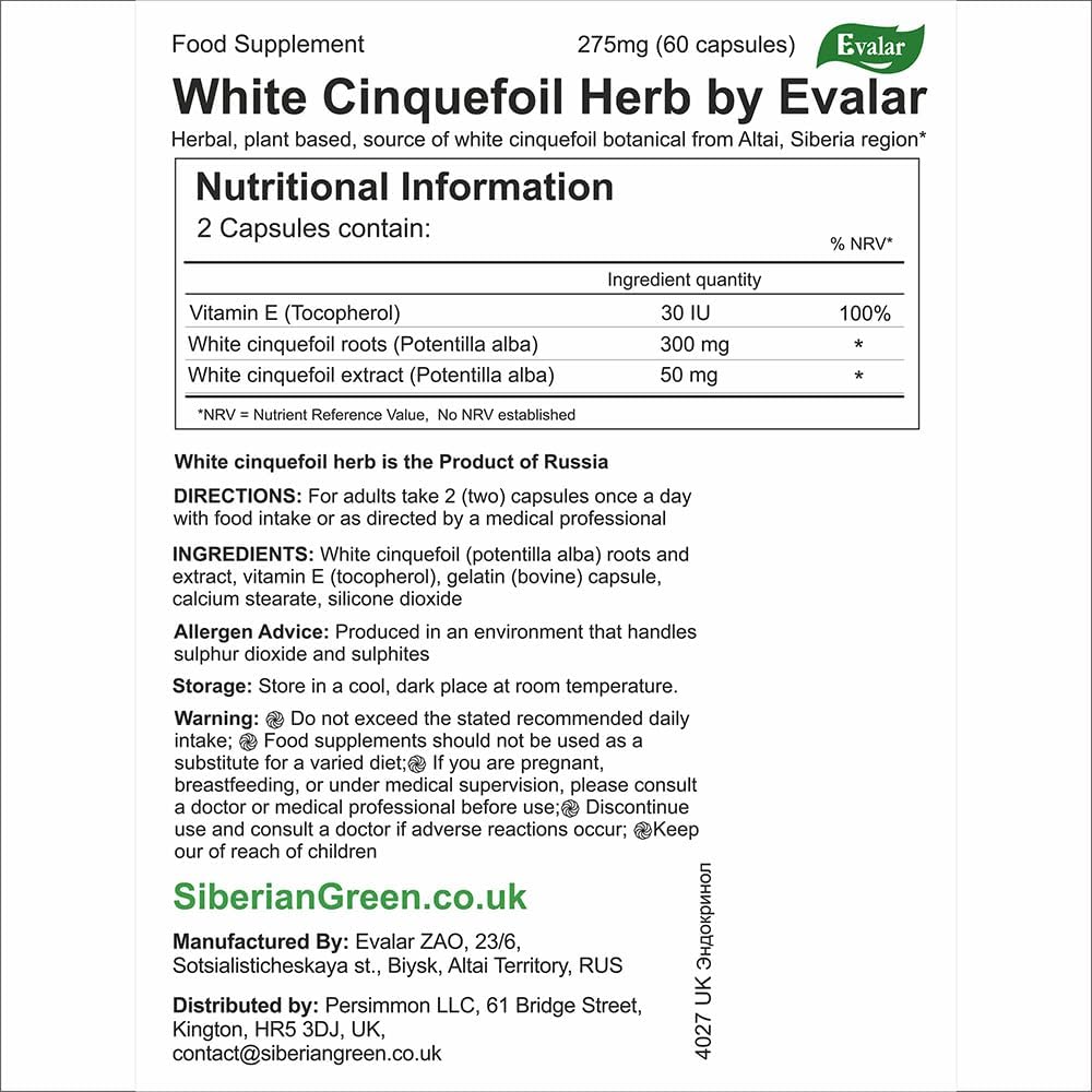 Evalar White Cinquefoil Potentilla Endokrinol 60 Capsules - görsel 5