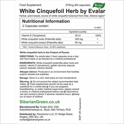 Evalar White Cinquefoil Potentilla Endokrinol 60 Capsules