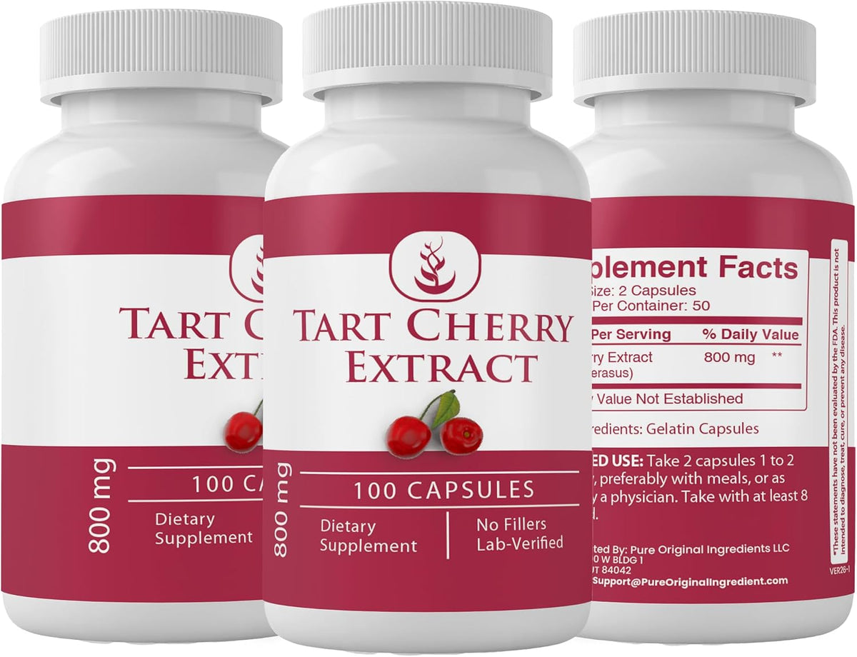 Pure Original Ingredients Tart Cherry Extract (100 Capsules) – Always Pure, No Additives - görsel 4
