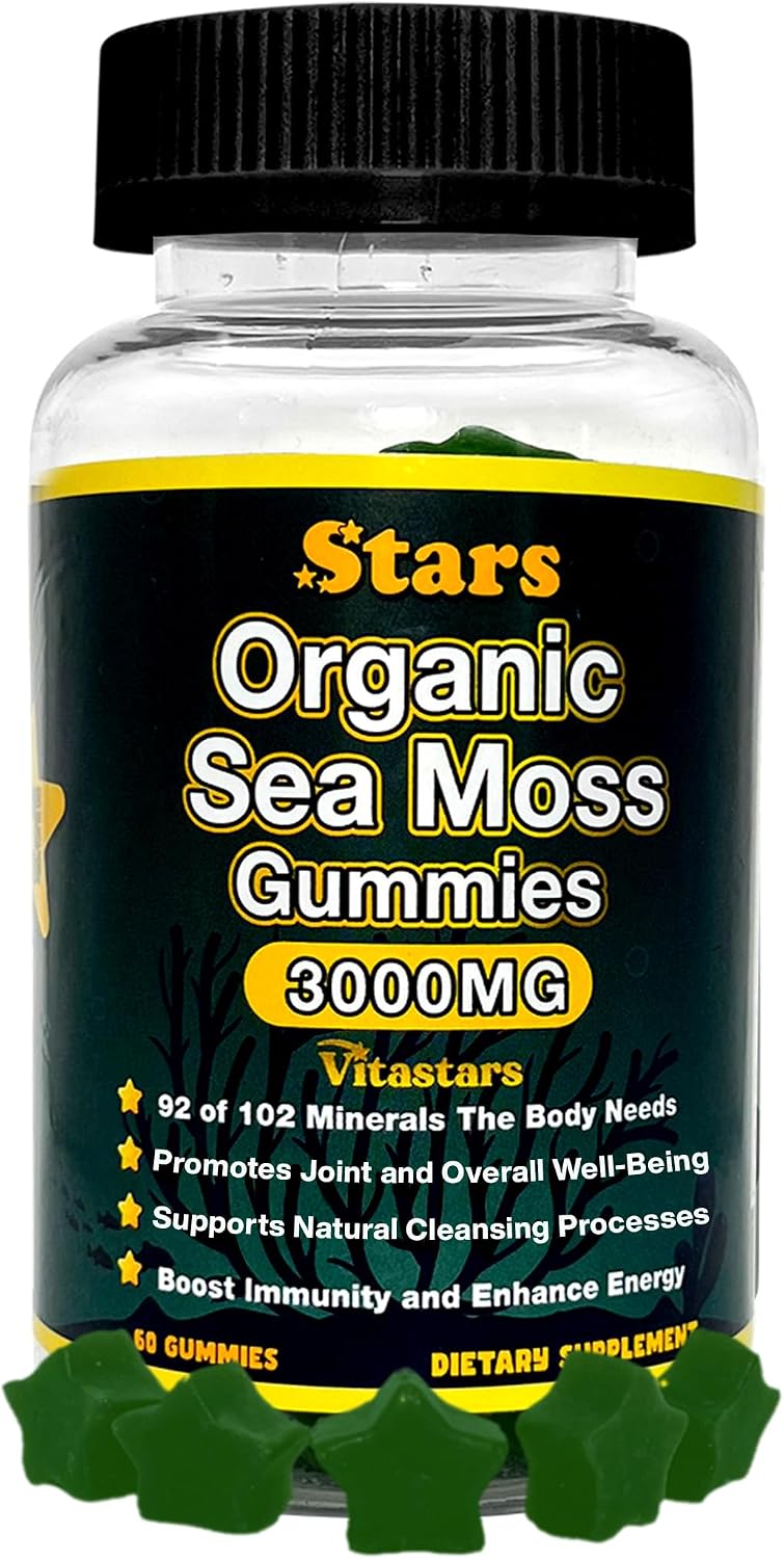 Vitastars Organic Sea Moss Gummies with Apple Cider Vinegar, Burdock Root & Bladderwrack - 3000 mg, 60 Gummies - görsel 1
