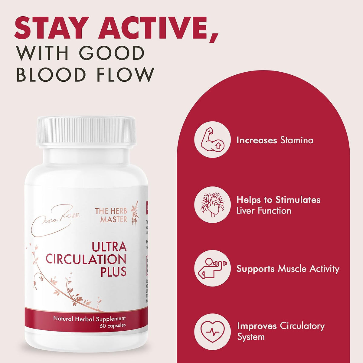 Nora Ross Ultra Circulation Supplements – Healthy Nitric Oxide Supplements for Men & Women – Heart and Blood Flow Support – Nitric Oxide Booster – 60 Capsules - görsel 3