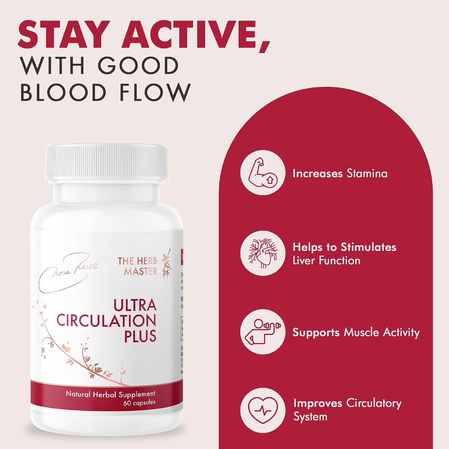 Nora Ross Ultra Circulation Supplements – Healthy Nitric Oxide Supplements for Men & Women – Heart and Blood Flow Support – Nitric Oxide Booster – 60 Capsules - görsel 3
