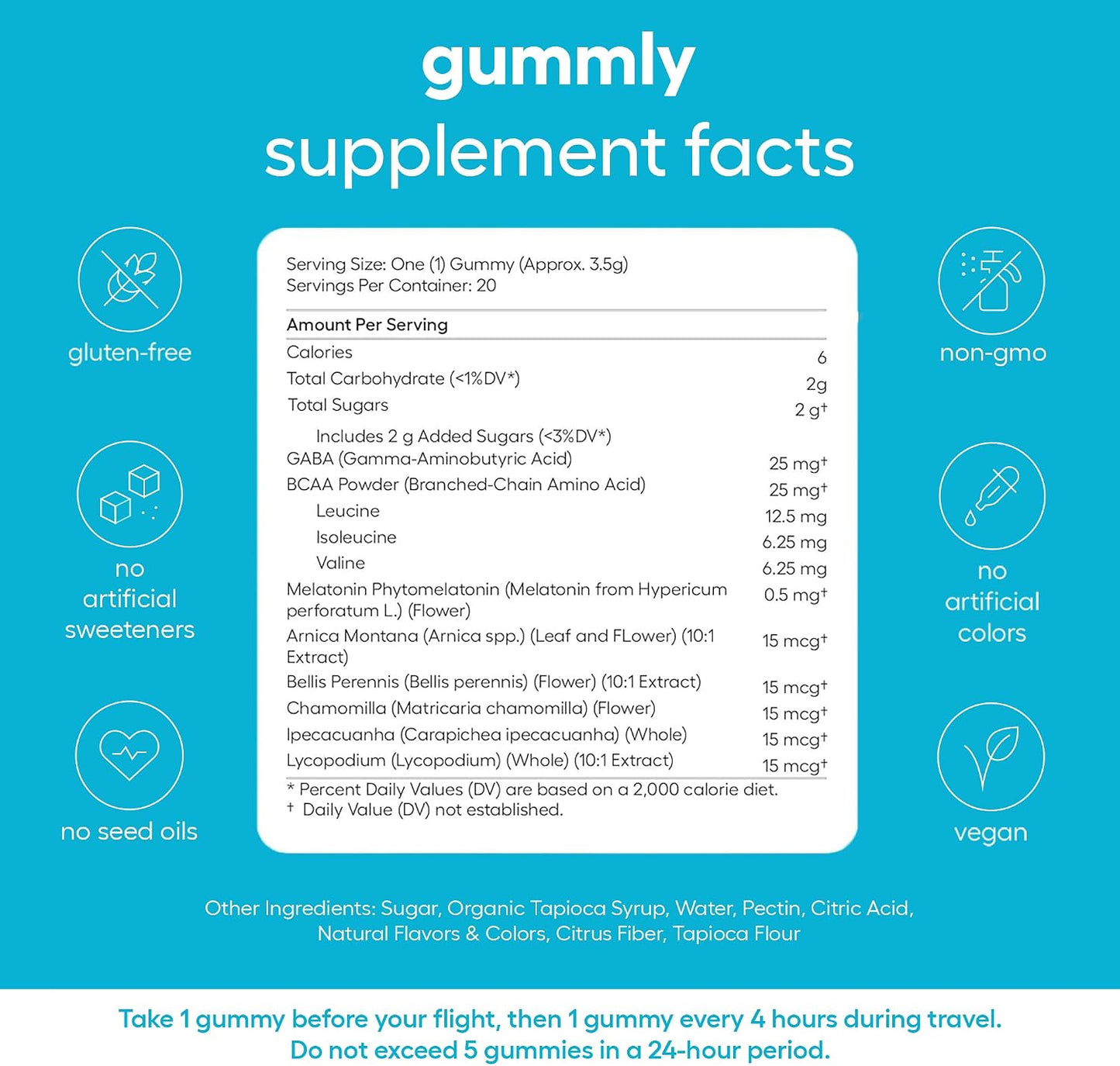 Jet Lag Remedy Gummies for Travellers – Circadian Rhythm Support, Tropical Berry, 20 Gummies - görsel 2