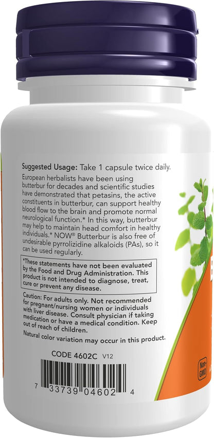 NOW Foods Butterbur & Feverfew - 60 Vegetable Capsules (Pack of 2)