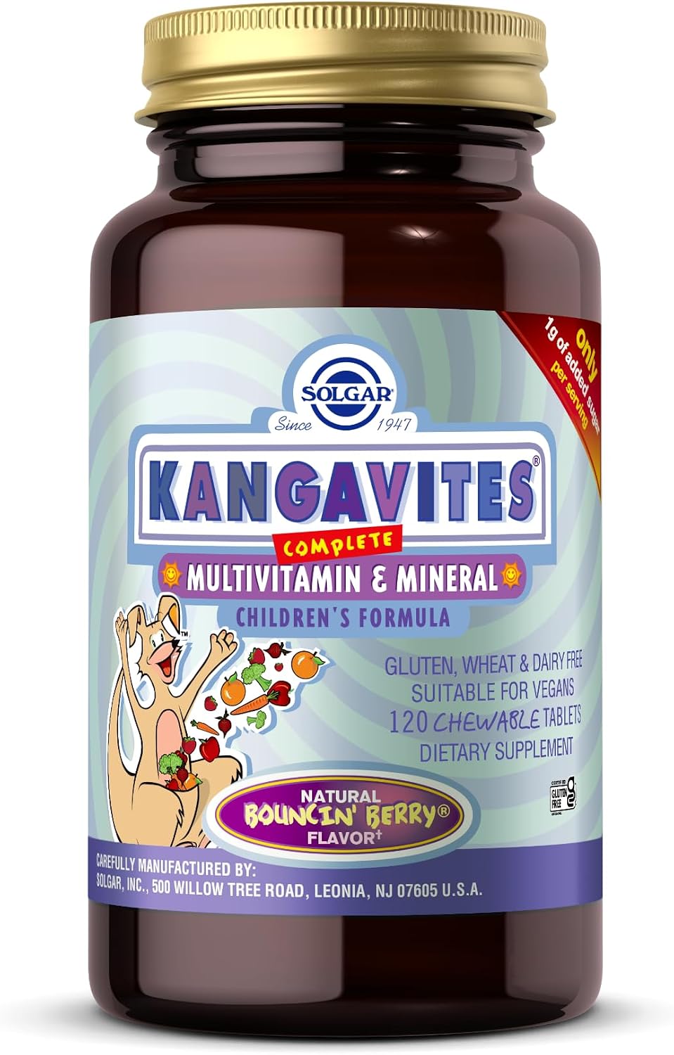Solgar Kangavites Multivitamin and Mineral Chewable Tablets, Bouncin' Berry Flavour, 120 Tablets - görsel 1