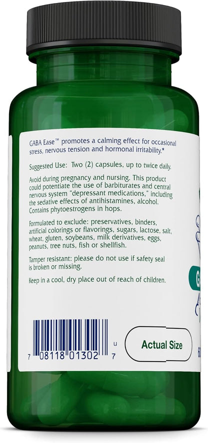 Vitanica GABA Ease - Calming Food Supplement with GABA, Vitamin B6, L-Theanine & Herbal Tonics - Vegan, 60 Capsules