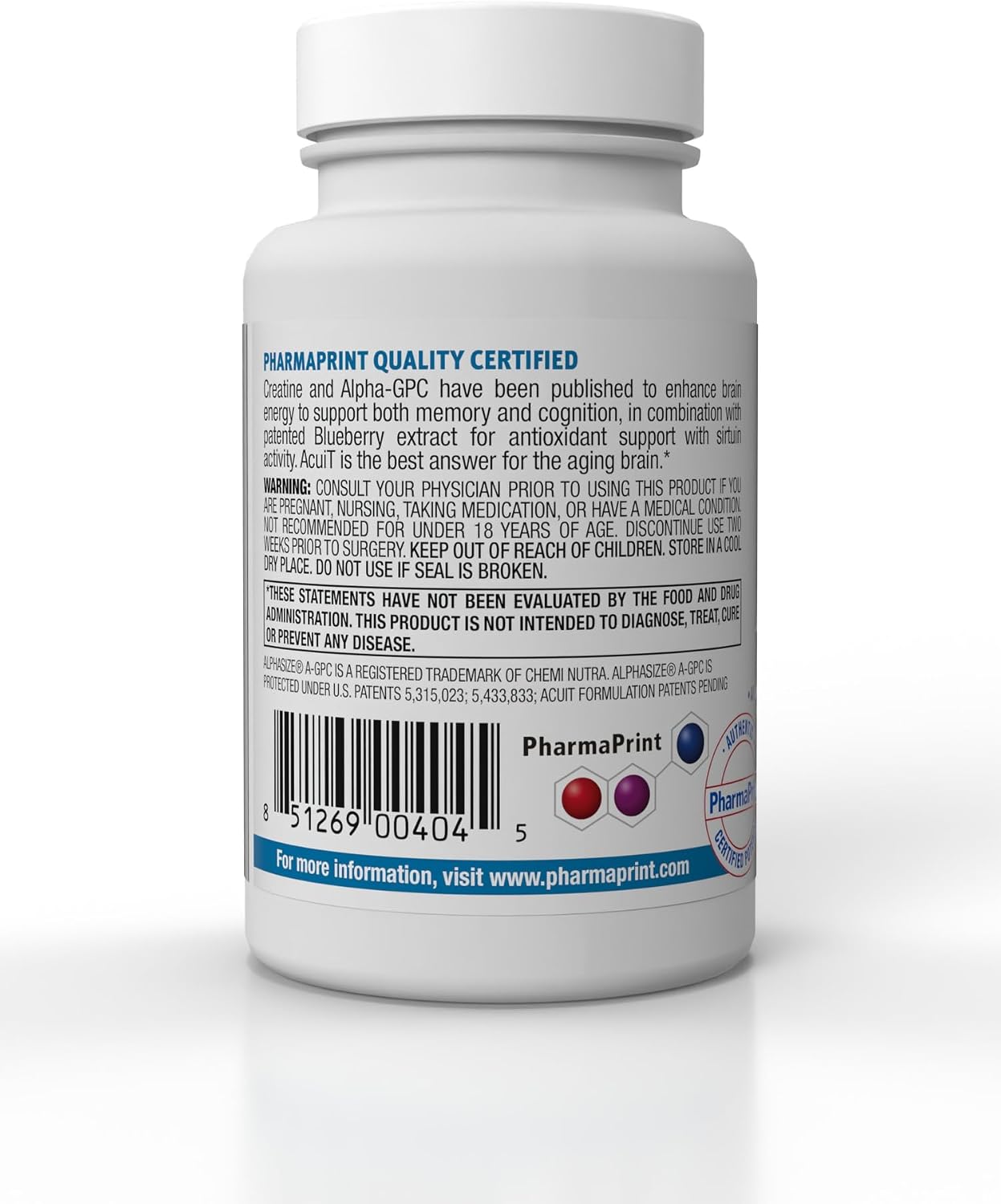 PharmaPrint AcuiT – Cognitive Support Food Supplement with Alpha-GPC, 30 Capsules - görsel 2