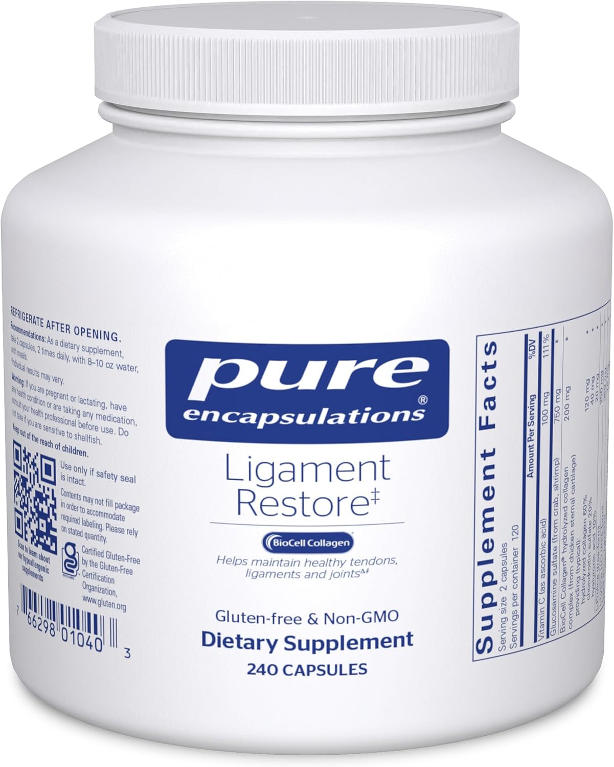 Pure Encapsulations Ligament Restore - Dietary Supplement for Tendons, Ligaments, and Joints - 240 Capsules - görsel 1