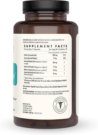 Natural Immunity – Botanical Immune Boost with Oregano, Reishi, Zinc, Vitamin C & Quercetin | 60 Capsules (1 Month Supply)