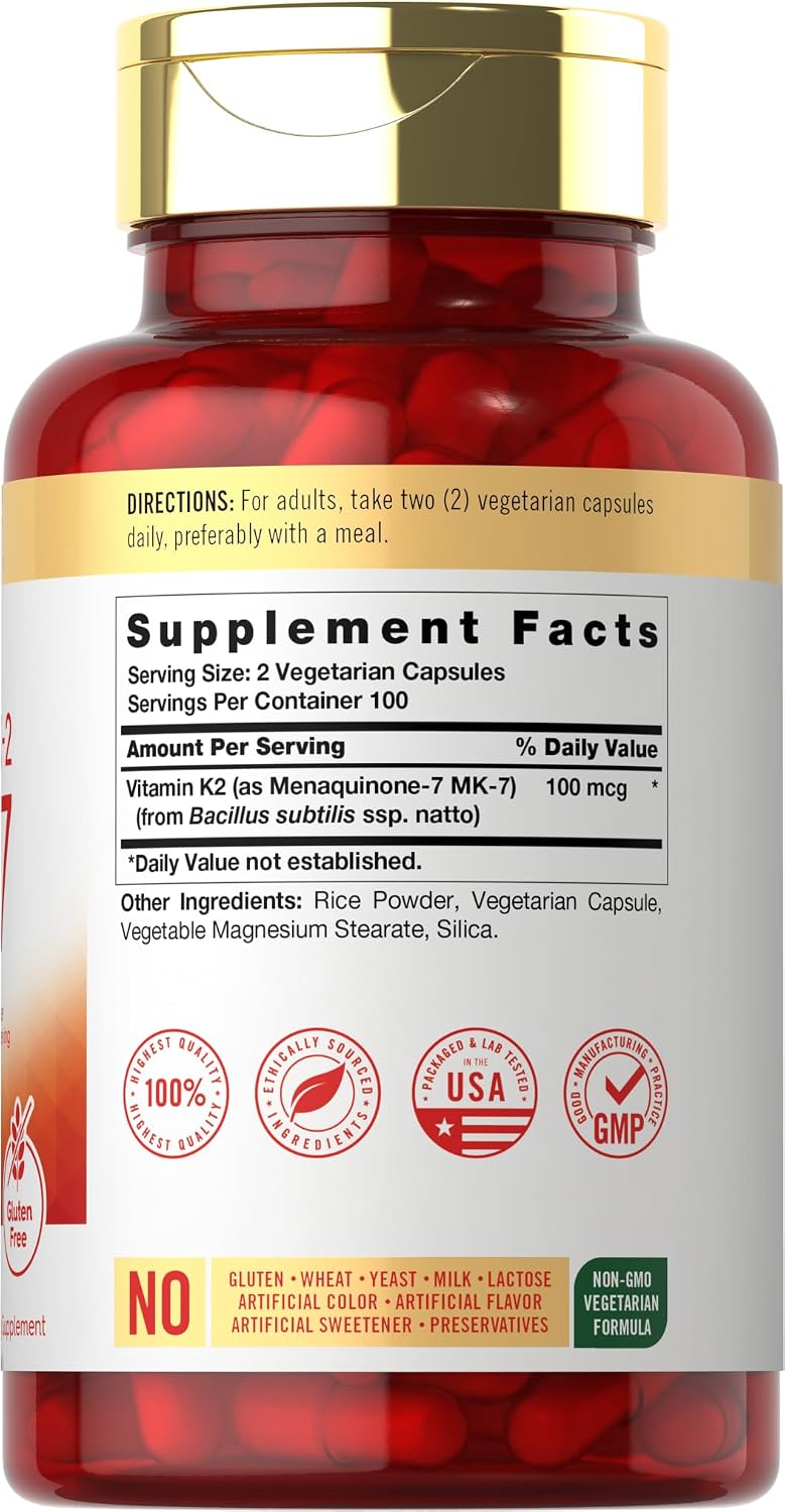 Carlyle MK-7 Vitamin K2 100 mcg | 200 Capsules | Vegan, Non-GMO & Gluten-free Food Supplement - görsel 2
