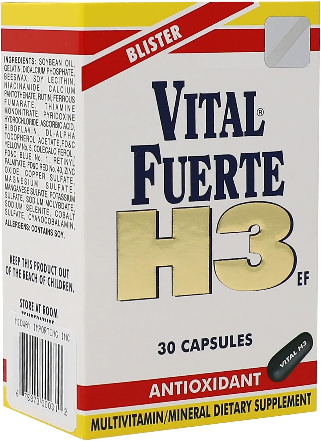 Vital Fuerte H3 Multivitamin and Mineral Supplement with Antioxidants, 30 Capsules - görsel 5