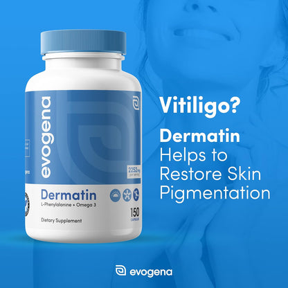 Evogena Dermatin - Skin Health Supplement with L-Phenylalanine, Omega-3, Vitamin D, B6, and Copper