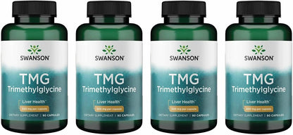 Swanson TMG Trimethylglycine - Amino Acid Supplement for Liver & Heart Health - 90 Capsules (4 Pack)