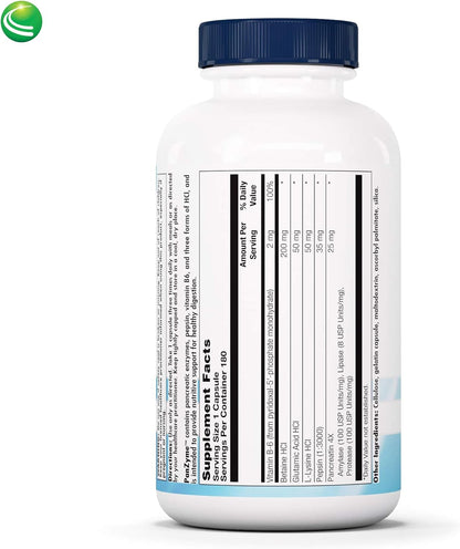 Nutra BioGenesis PanZyme – Betaine HCl with Pepsin, Pancreatin, Lipase and Protease – 180 Capsules