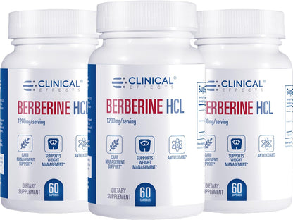 Clinical Effects Berberine HCL – Pure Berberine 1200mg – Liver Support – Vegan Supplement – 60 Vegan Capsules – Manufactured in the USA