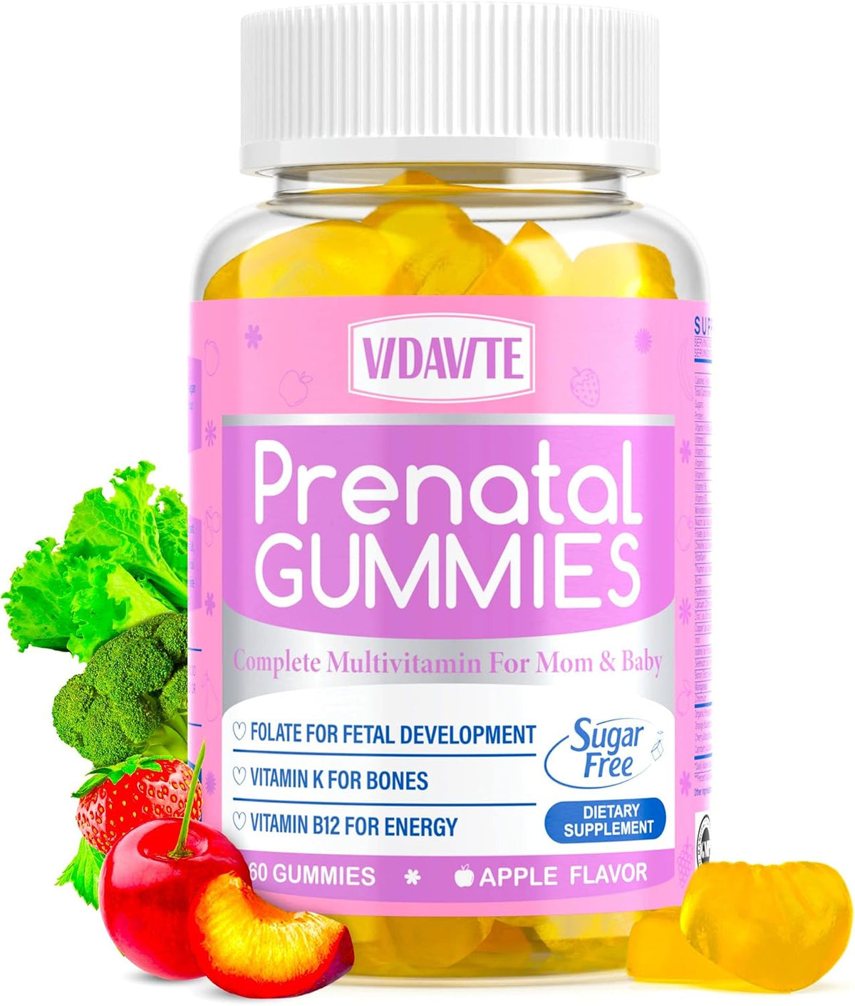 VIDAVITE Sugar Free Prenatal Gummies – 30+ Nutrients for Pregnancy Support - görsel 1