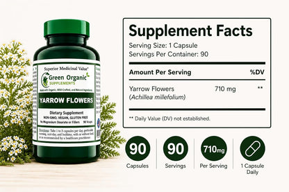 Yarrow Flower, 90 VCaps, Non-GMO, Gluten-Free (Pack of 1)