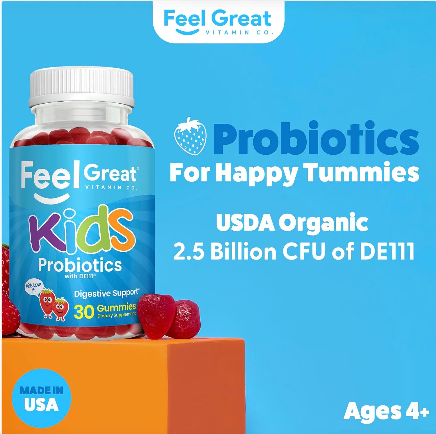 Feel Great USDA Organic Kids Probiotics Gummies - görsel 2