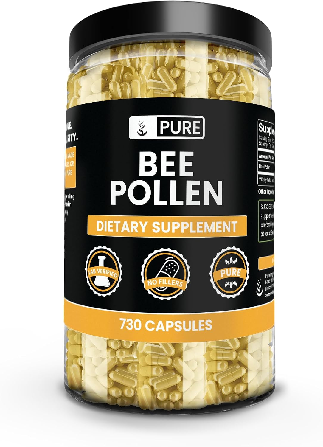 Pure Original Ingredients Bee Pollen - 730 Capsules, No Fillers - görsel 1