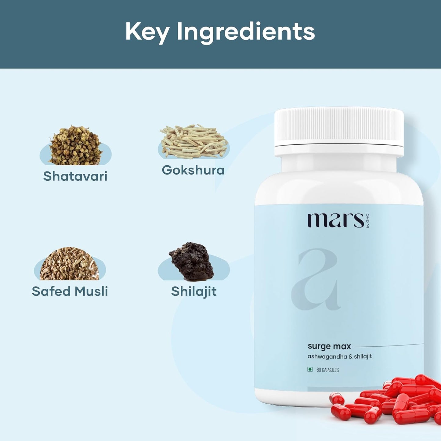 Mars Surgemax Natural Capsules with Shilajit and Safed Musli – 60 Capsules - görsel 7