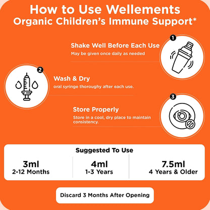 Wellements Organic Kids Immune Support Syrup with Vitamin C & Zinc