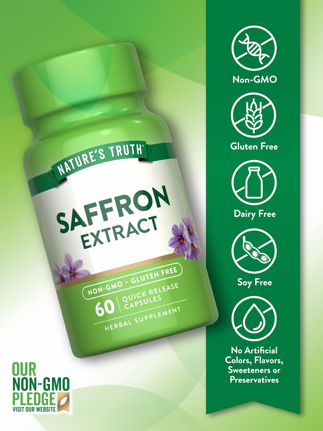 Nature's Truth Saffron Extract Supplement | Concentrated Capsules | Non-GMO & Gluten-free - görsel 3