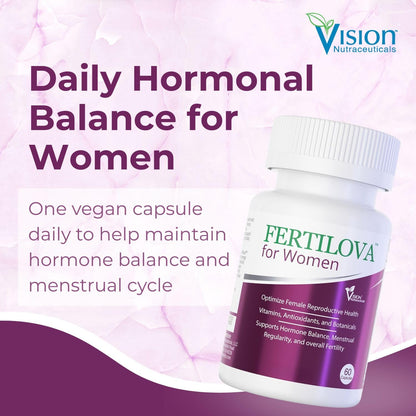 Fertilova – Women's Fertility Support Supplement | For Hormonal Balance and Menstrual Regularity | 60 Vegan Capsules (2-Month Supply)