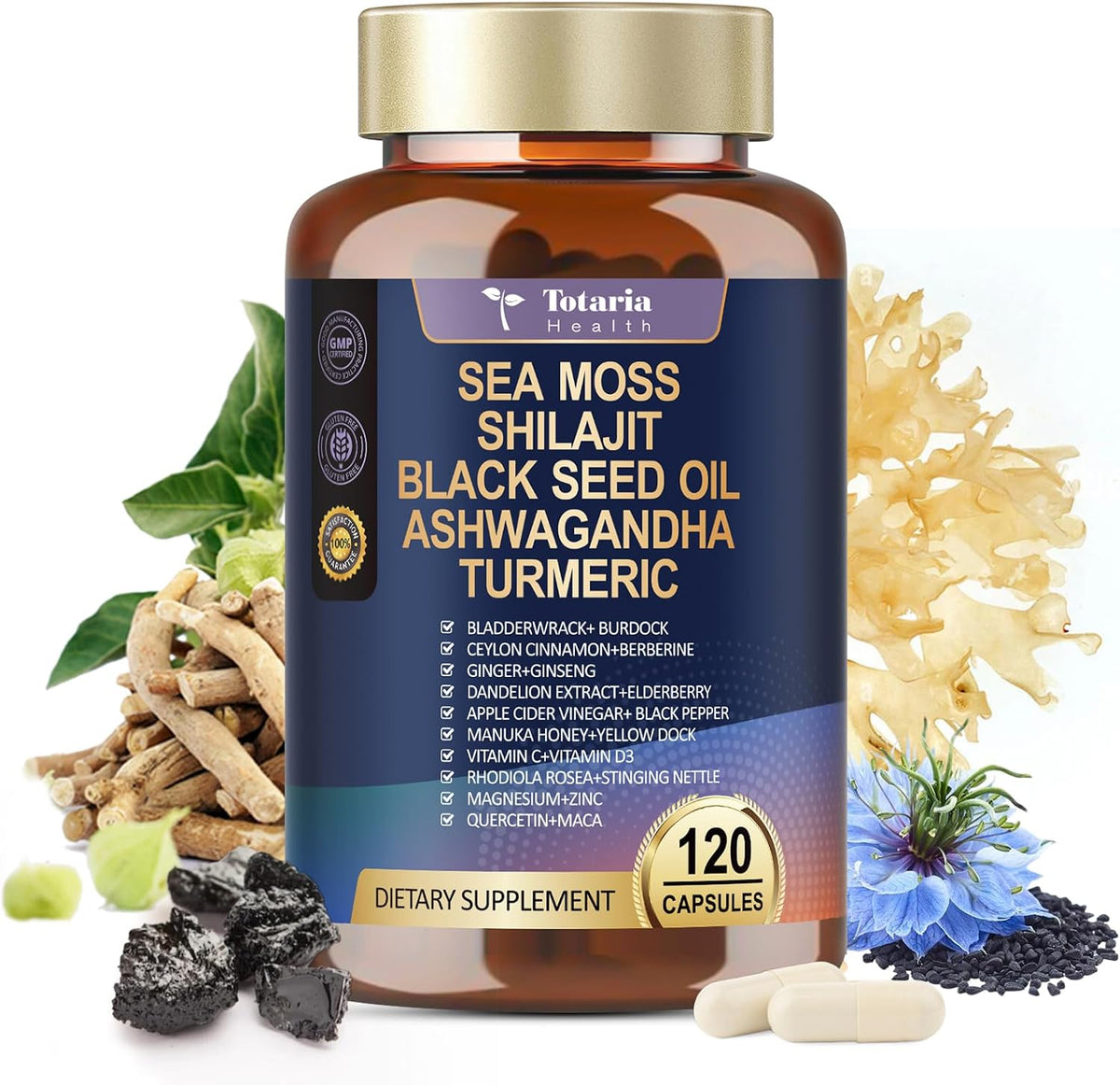 Totaria 25-in-1 Sea Moss Capsules, 120 Capsules per Bottle (Pack of 2) - görsel 8