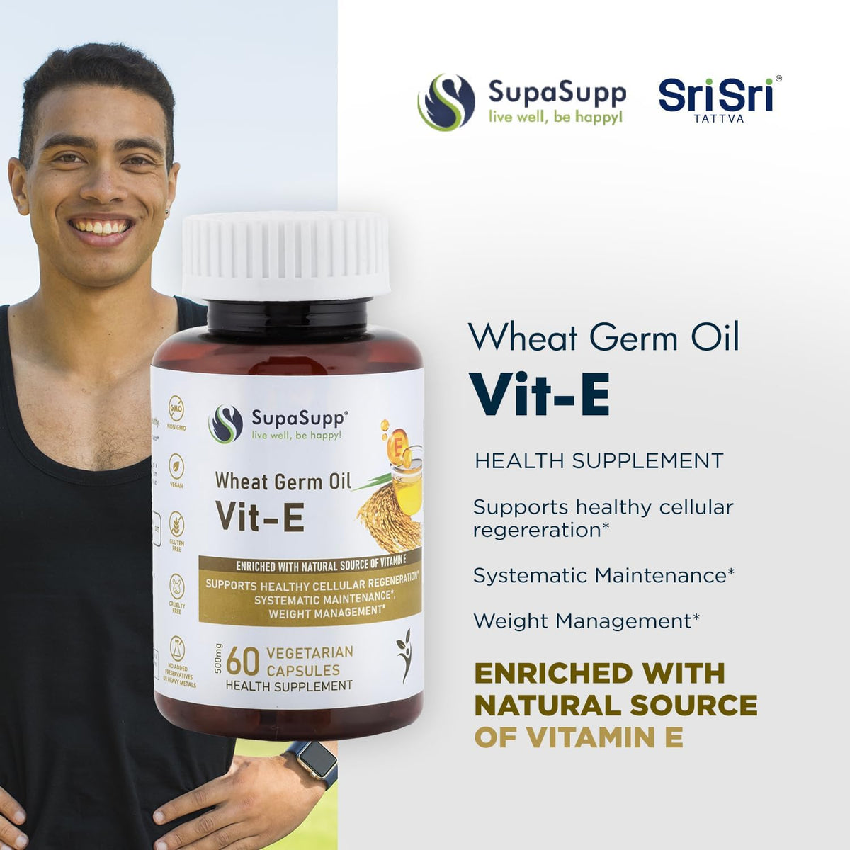 SRI SRI TATTVA VIT-E Wheat Germ Oil, 500mg (60 Capsules) - görsel 2