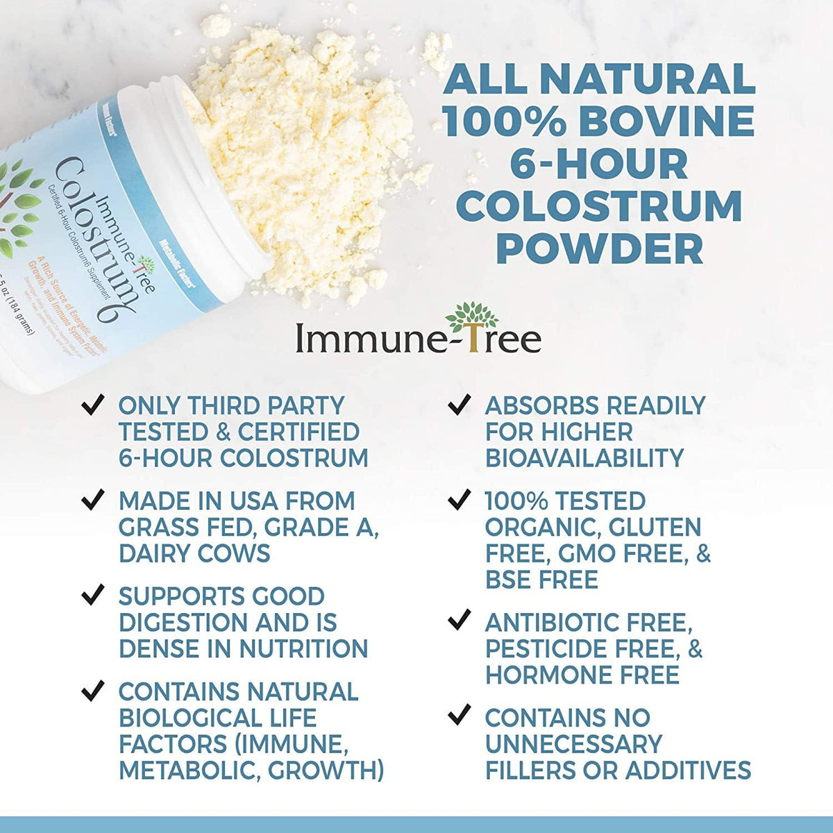 Immune-Tree 100% Pure Bovine Colostrum Powder (Grass-Fed) - 1 kg (661 Servings) - görsel 3