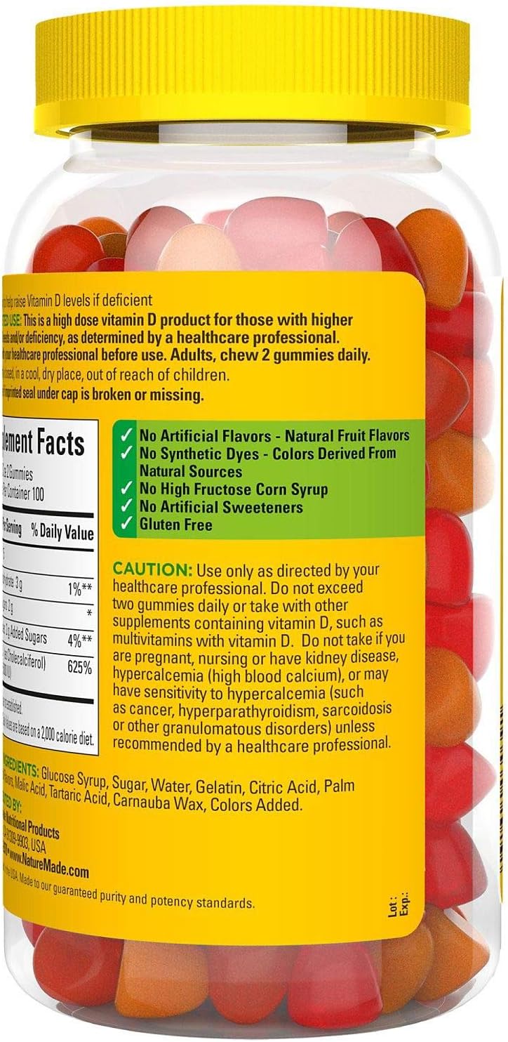 Nature Made Extra-Strength Vitamin D3 5000 IU (125 mcg) Gummies, 150 Count - görsel 4