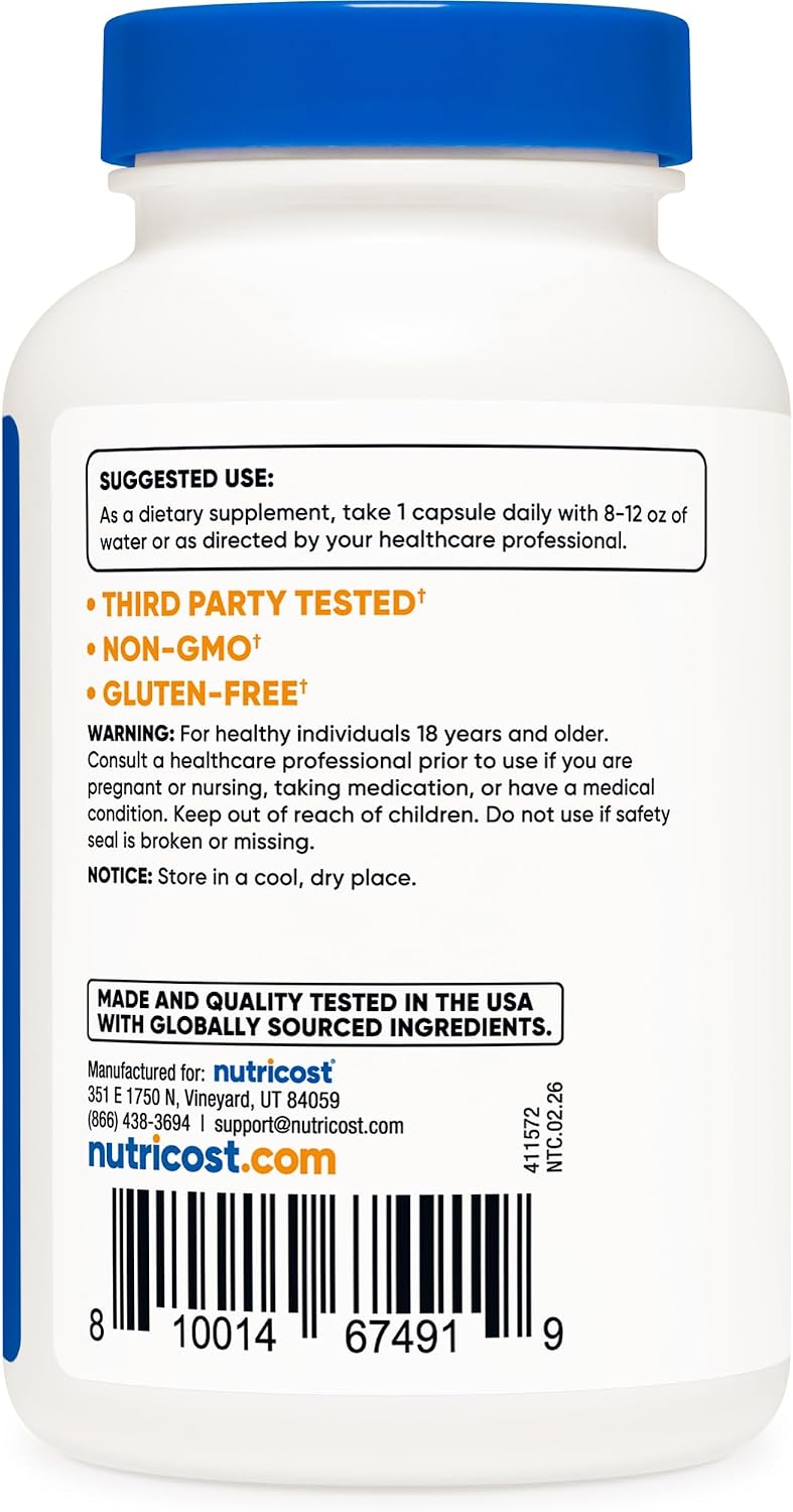 Nutricost Pantothenic Acid (Vitamin B5) 500mg, 120 Capsules - görsel 4