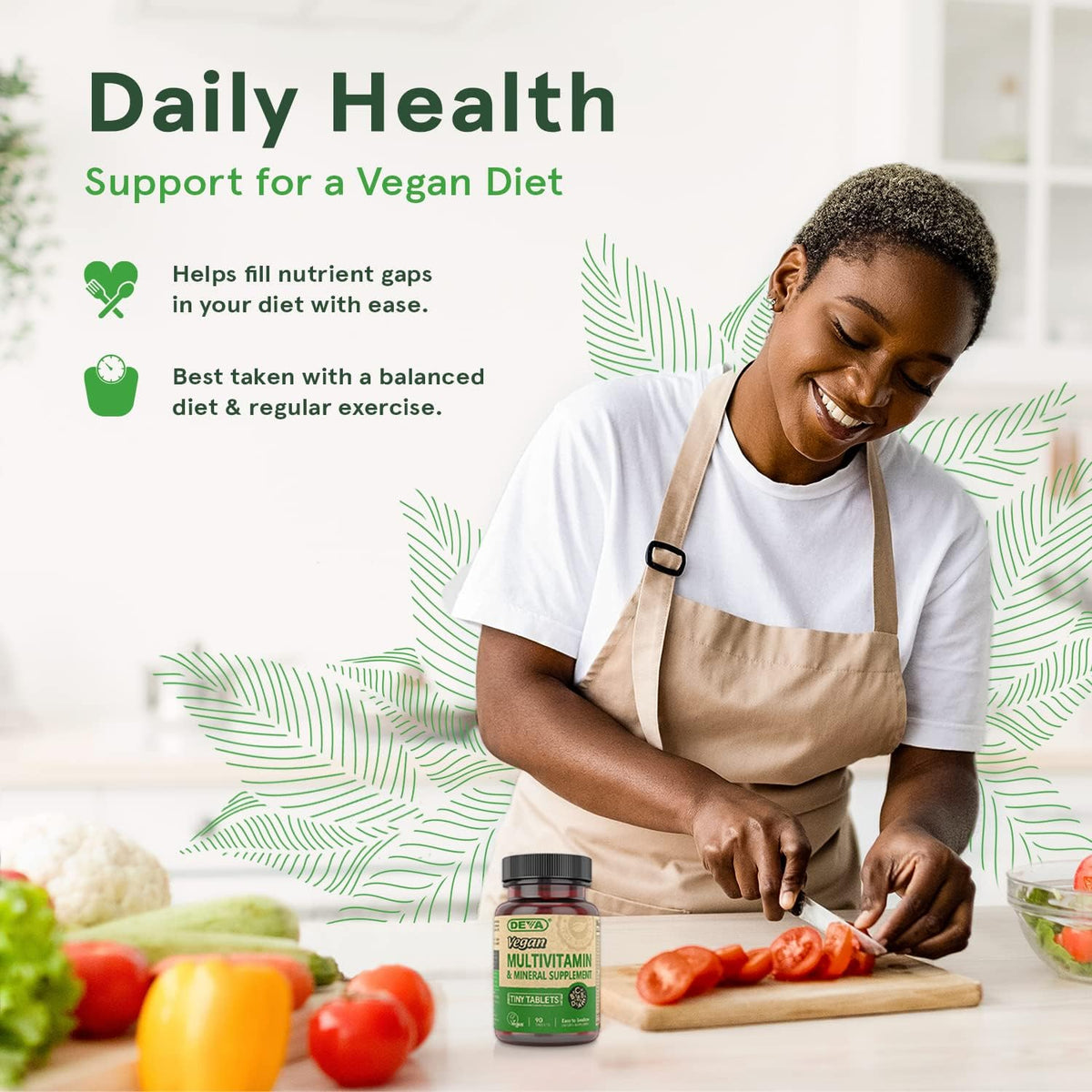 DEVA Tiny Tablets Vegan Multivitamin for Women and Men – 2-Pack with Iron and B Vitamins (180 Tablets Total) - görsel 7