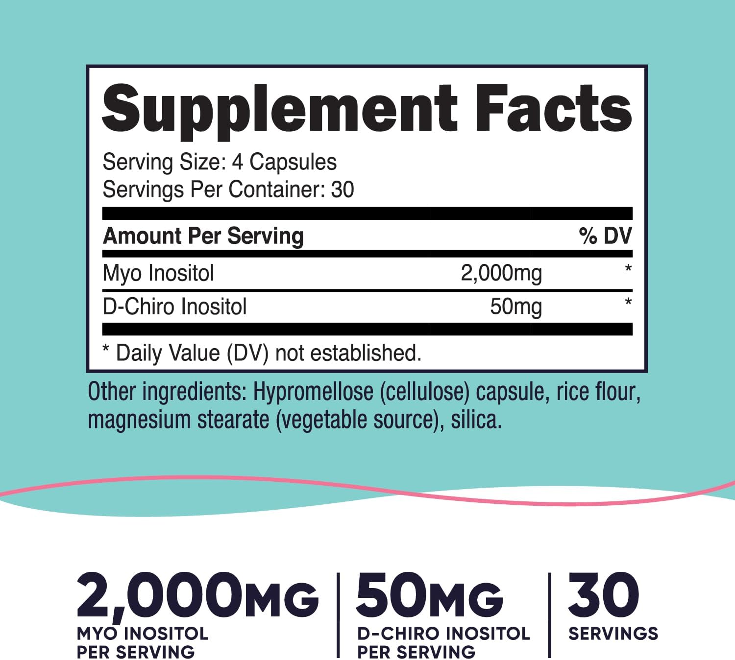 Nutricost Myo Inositol & D-Chiro Inositol for Women 2000 mg, 120 Capsules, 2000 mg Myo & 50 mg D-Chiro Per Serving, 30 Servings, Vegetarian-Friendly, Non-GMO & Gluten-free - görsel 2