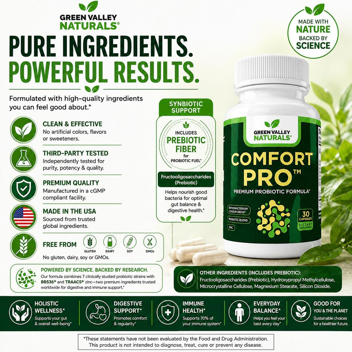 ComfortPro™ Daily Probiotics for Digestive Health | Supports Regularity & Reduces Wind | Gut Cleanse with Zinc | Non-GMO | Valley Formula - görsel 7