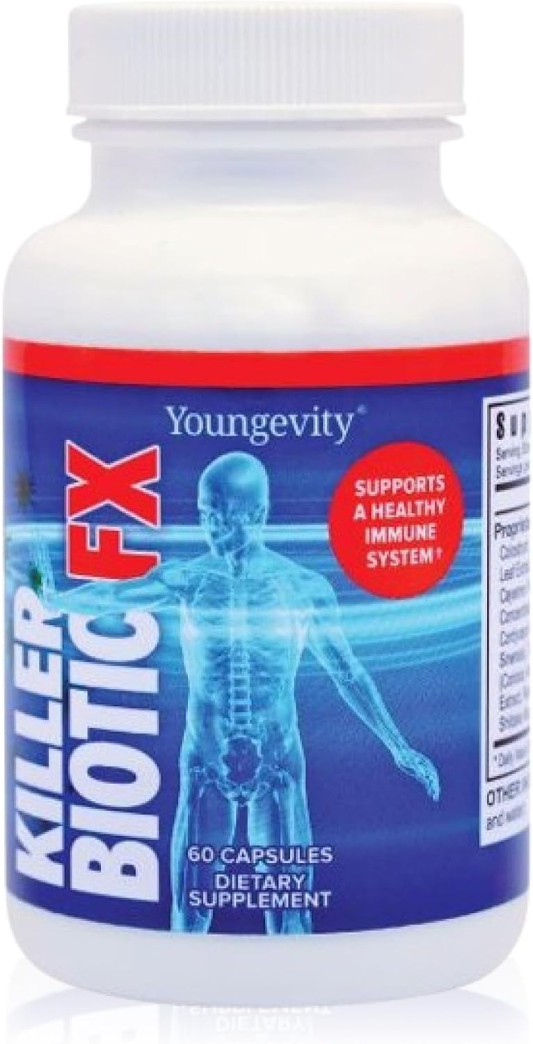 Youngevity Killer Biotic FX - Immune System Support with Bee Propolis, Mushrooms and Colostrum - 60 Capsules - görsel 1